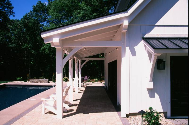 Side View of the 10' Timber Frame Porch