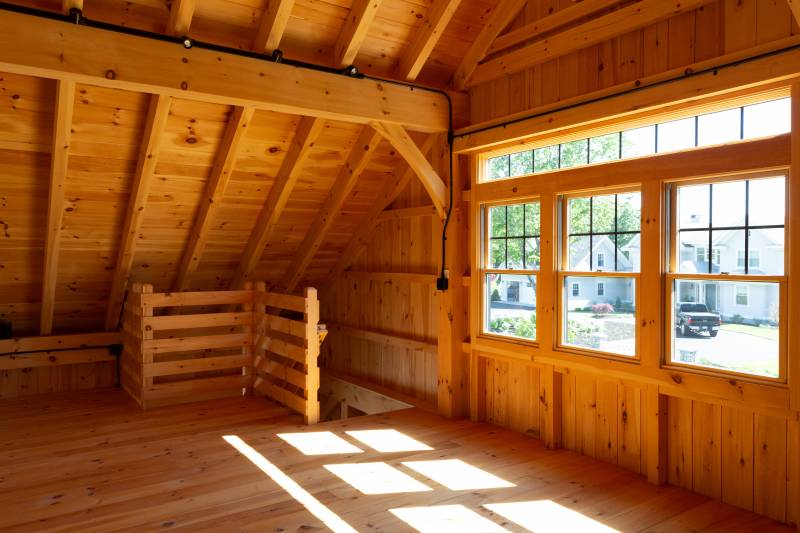 In the gallery-style loft of the Saratoga Barn