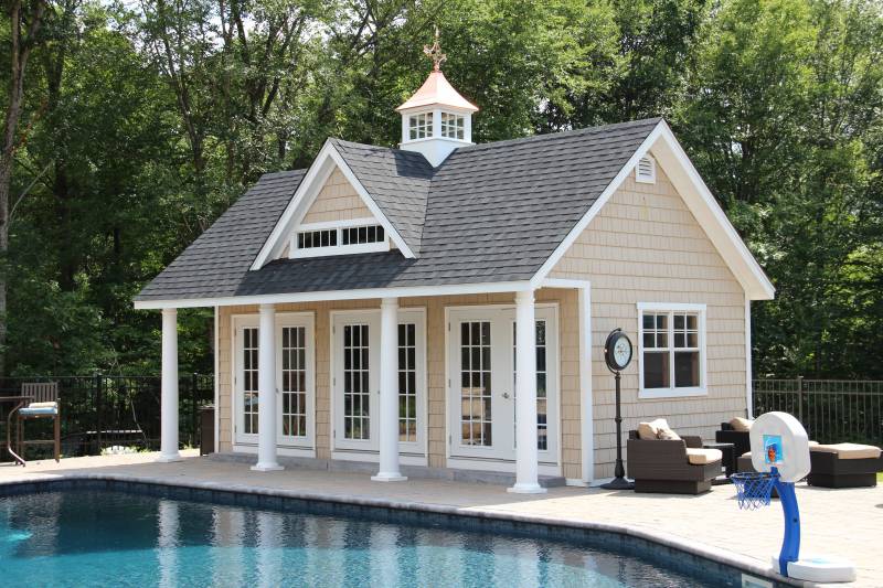 Grand Victorian Pool House with Vinyl Cedar Impressions