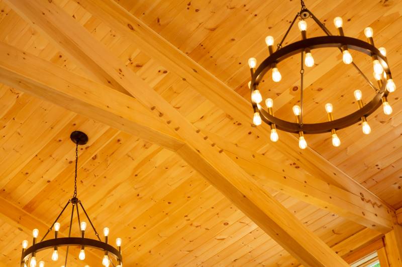 Timber truss detail (notice the oak pegs-evidence of authentic timber framing)