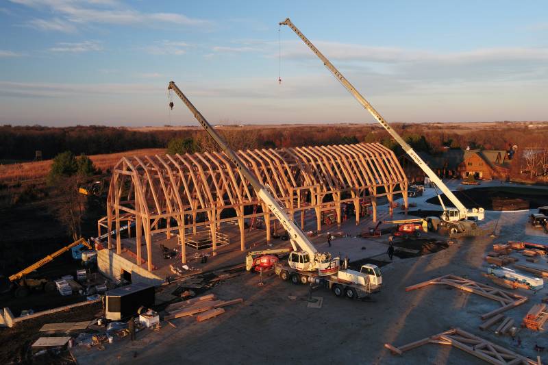 Completed main section of the barn