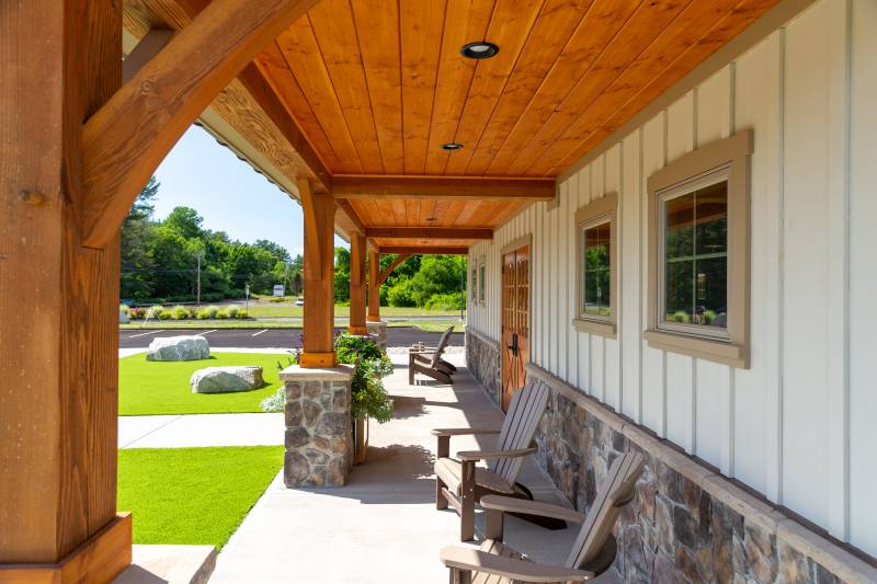 Under the Timber Frame Porch