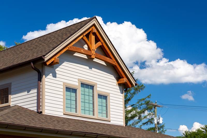 Detail: Timber Truss Accent on the Exterior of the Reception Area