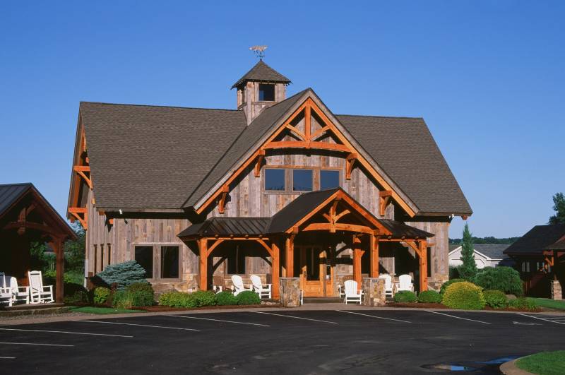 Our Ellington Office Updated with Timber Frame Accents & Timber Frame Porch