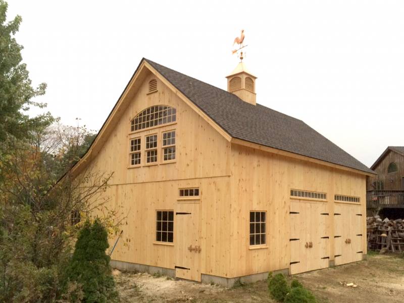 22' x 32' Post and Beam Carriage Barn with 10' Lean-To (Goshen CT)