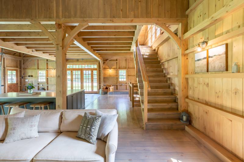 View from the lean-to of the stairs leading up to the loft