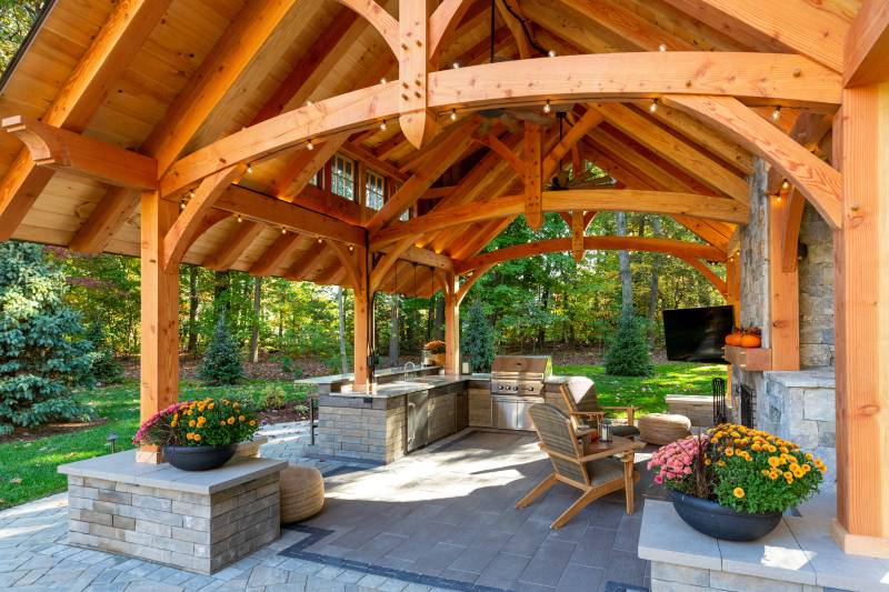 16' x 20' Teton Timber Frame Pavilion, Ellington, CT