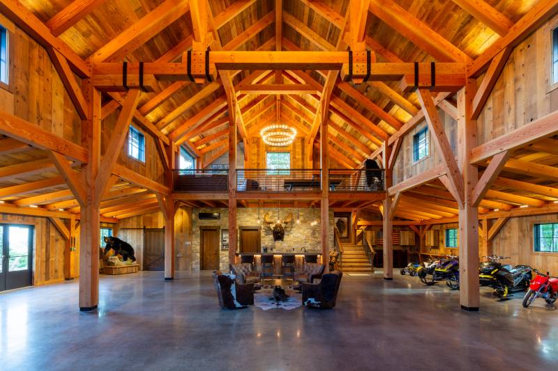Custom Timber Frame Party Barn • Interior