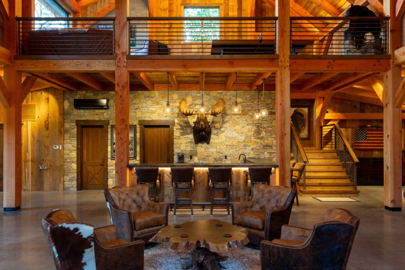 Seating Area in the Main Barn • Full Bar in the Back