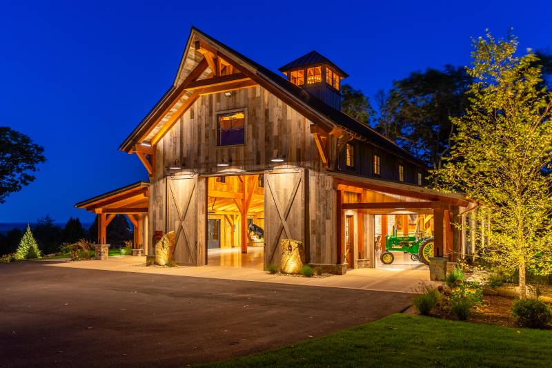 The Bald Hill Barn at Night • Open Doors & LED Lighting