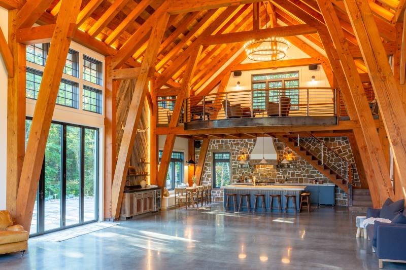 Modern Timber Frame Party Barn • Interior