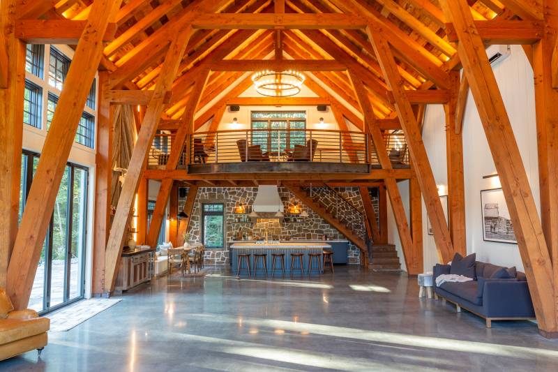 NanaWall Glass Door • Gallery Loft Overlooking Barn Interior