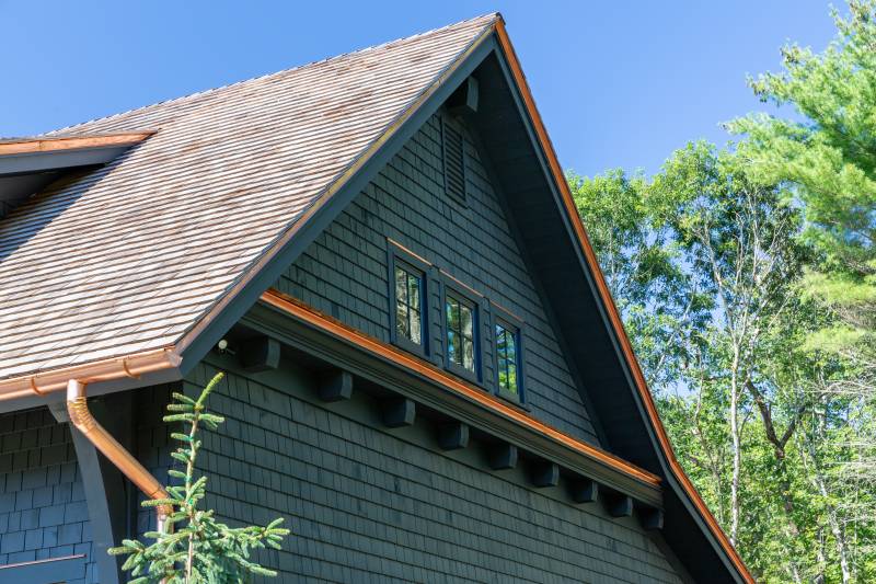 Copper Gutters • Cedar Shake Roof