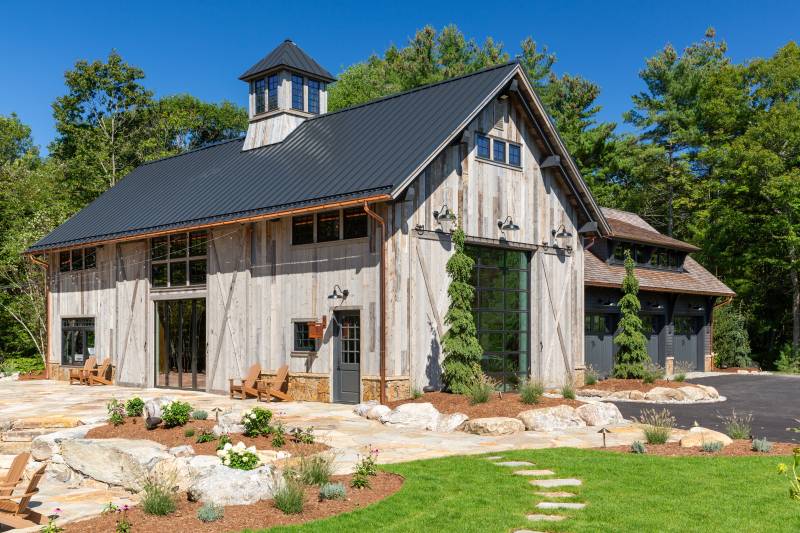 Reclaimed Barn Board Siding • NanaWall Glass Doors