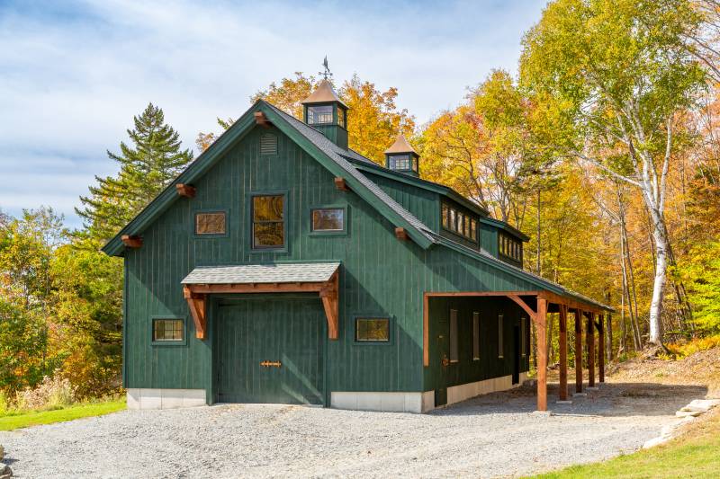 12' Big Sky Timber Frame Eyebrow Roof on Post and Beam Barn