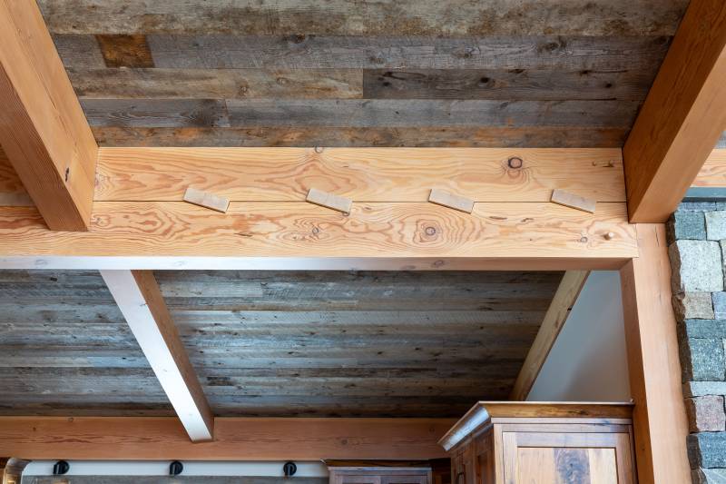 A Closer Look at the Keyed Beam in the Kitchen • Reclaimed Barn Board
