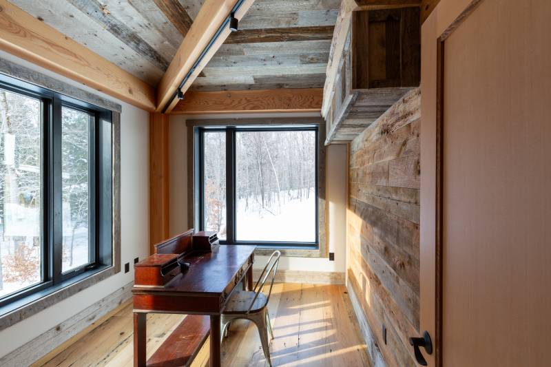 An Office • Reclaimed Barn Board • Custom Timber Frame Home