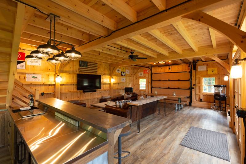 A Post & Beam Partition Wall Separates the Lean-to