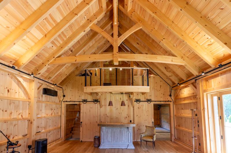 Pine Sliding Doors • Juliet Balcony • Post & Beam Barn