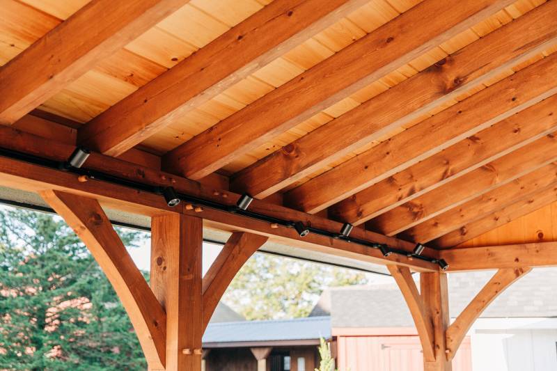 Under the 10' x 24' Timber Frame Lean-to Overhang