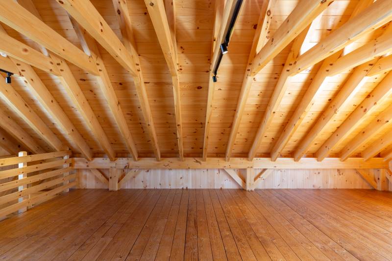 3' Knee Wall Height • 2x8 Premium Kiln-Dried Pine Flooring