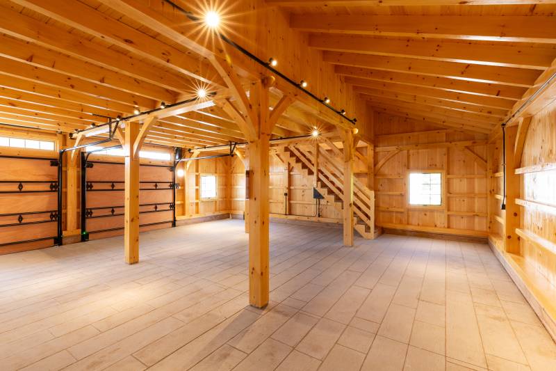 Under the 10' x 32' Timber Frame Lean-to