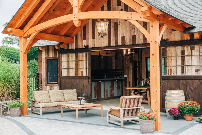 Underneath the Entryway • Sliding Barn Doors • Seating Area