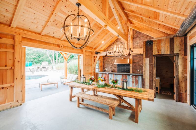 20' x 32' Timber Frame Pool House • Interior