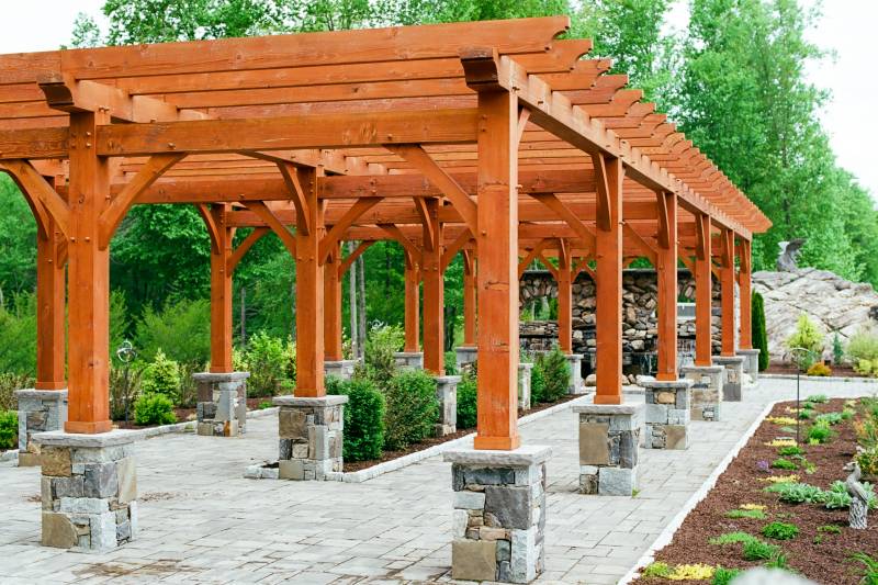 10x10 Posts, 10x10 Rafter Plates, 4x10 Pergola Rafters, and 4x8 Arched Braces