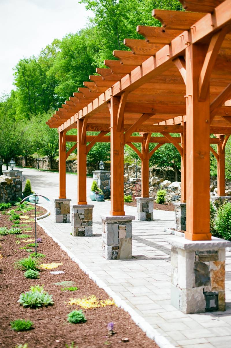 Looking Down the Pergola • Authentic Mortise & Tenon Joinery