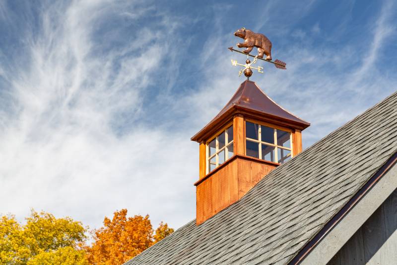 Pine Copper Top Cupola • Bear with Arrow Weathervane
