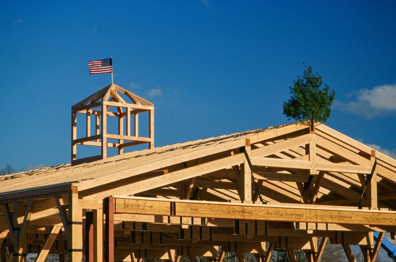 The Timber Frame Cupola, Complete with an American Flag