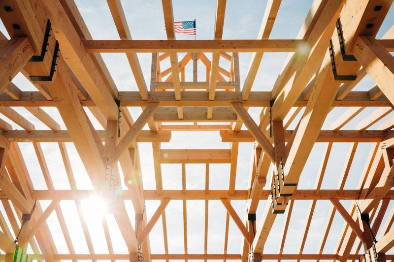 Sunlight Streams through the Rafters and Purlins