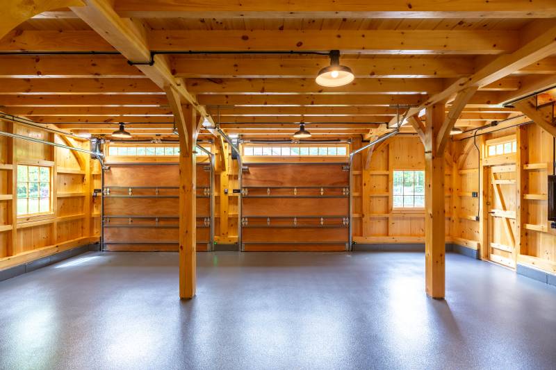 Two Overhead Doors • Plenty of Space for Vehicles • Timber Frame Barn