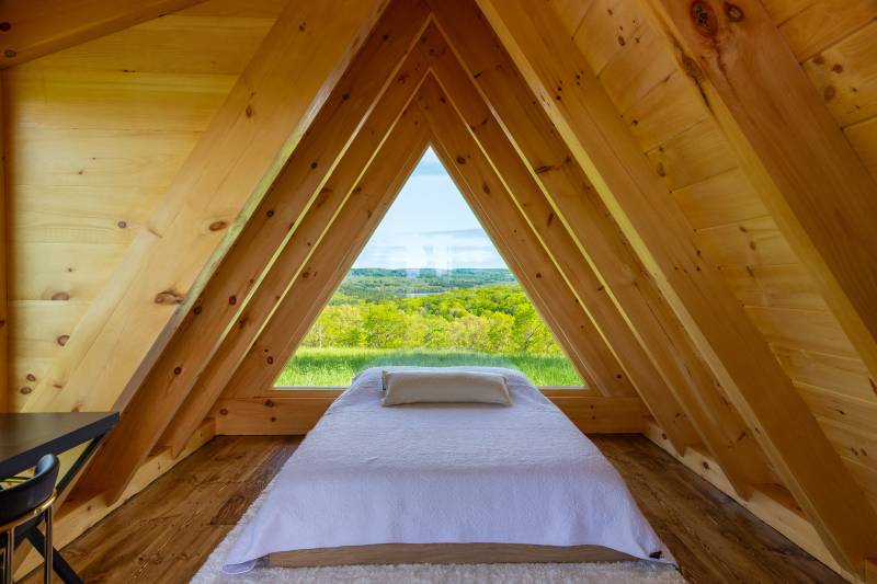 Looking Out the Triangle Window • A-Frame Cabin