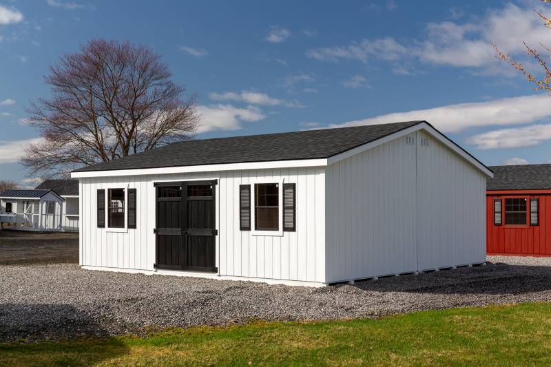 6' Black Double Door with Transoms • Louvered Shutters