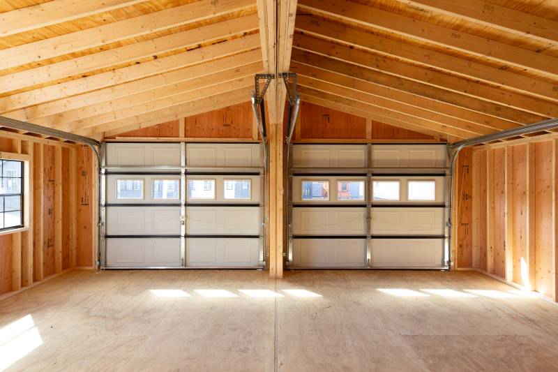 Two bays with plenty of space for cars, equipment, and more