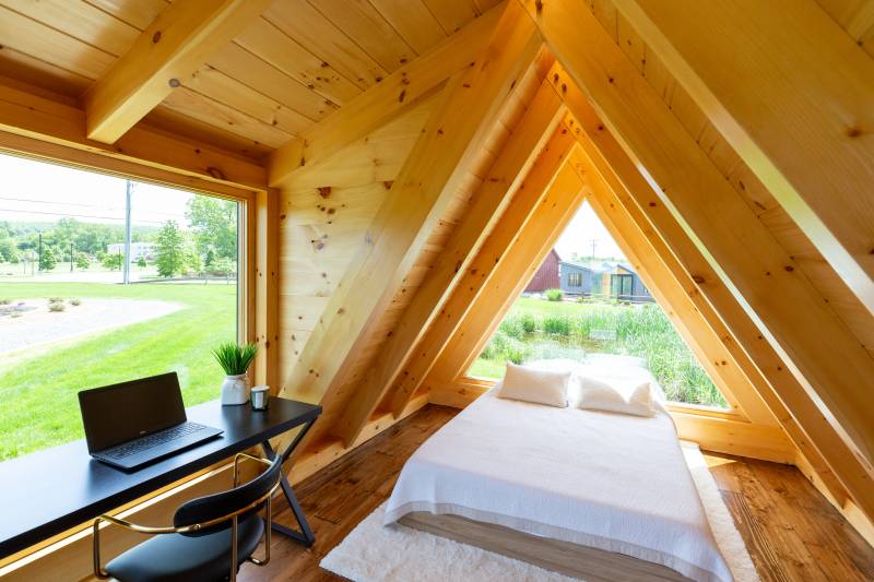 12' x 18' A-Frame Cabin Interior with Andersen 400 Series Windows