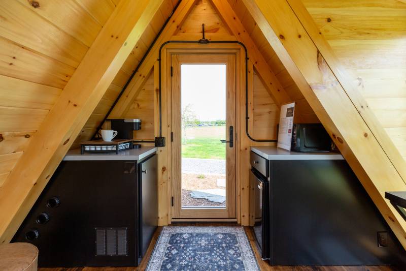 Andersen Patio Door and built-in kitchenette cabinets
