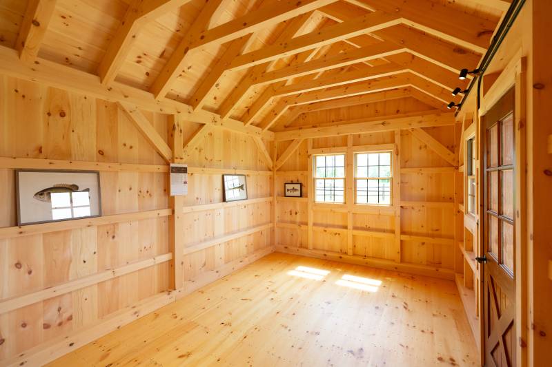 Post & Beam Trapper’s Cabin with 9' wall height and shiplap pine interior siding