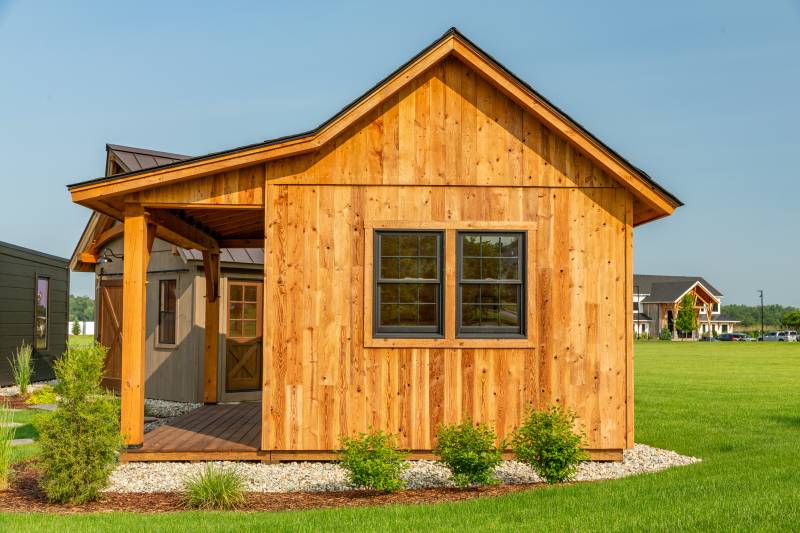 Thermal Aged Siding • 5' Timber Frame Porch • Andersen Windows