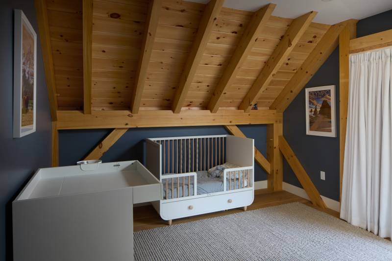 The second bedroom in the post & beam barn home