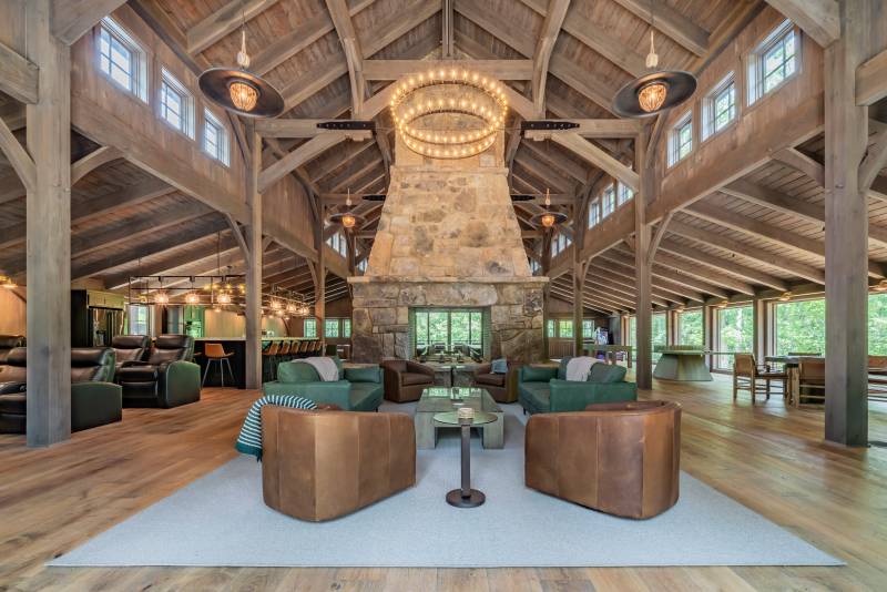 58' x 74' Nantucket Event Barn Interior • Timber frame party barn