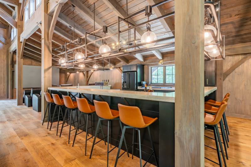A bar in the enclosed lean-to