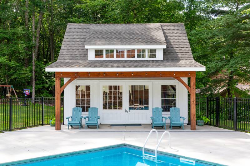 8' Split Sliding Door with 20-Lite Glass • Poolhouse Shed