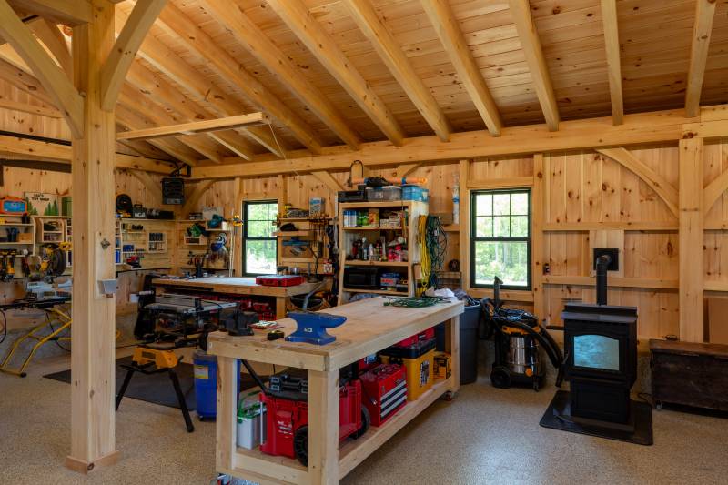 Another angle of the workshop • Authentic post & beam construction