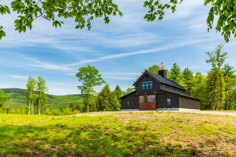 Timber frame barn in the mountains of New Hampshire