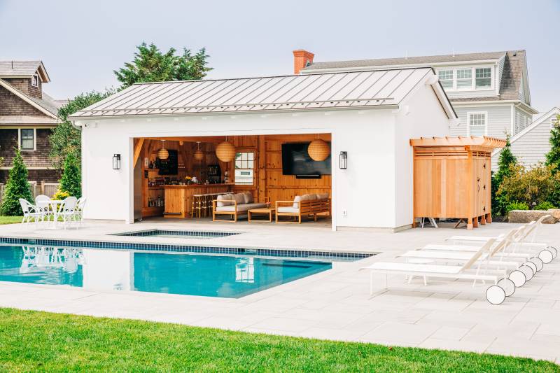 20' x 32' Montauk Timber Frame Pool House, Rhode Island
