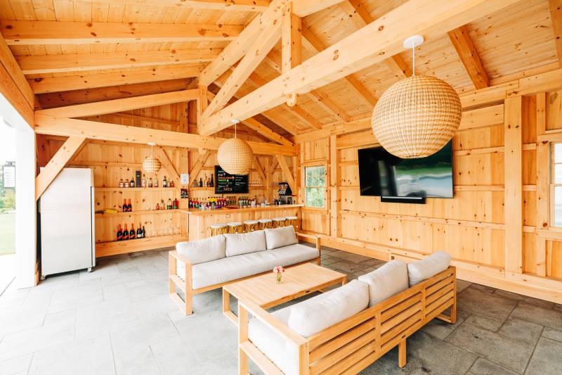20' x 32' Montauk Timber Frame Pool House Interior