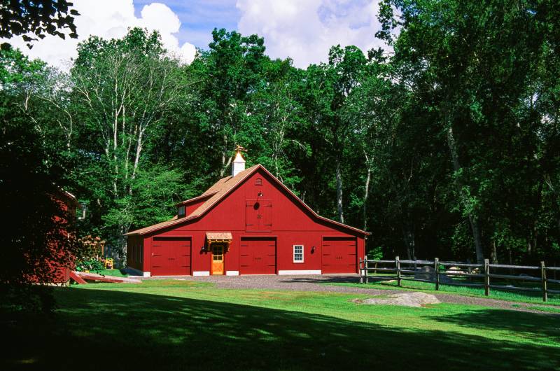 Picturesque barn in a rural New England setting • post & beam barn timber frame construction